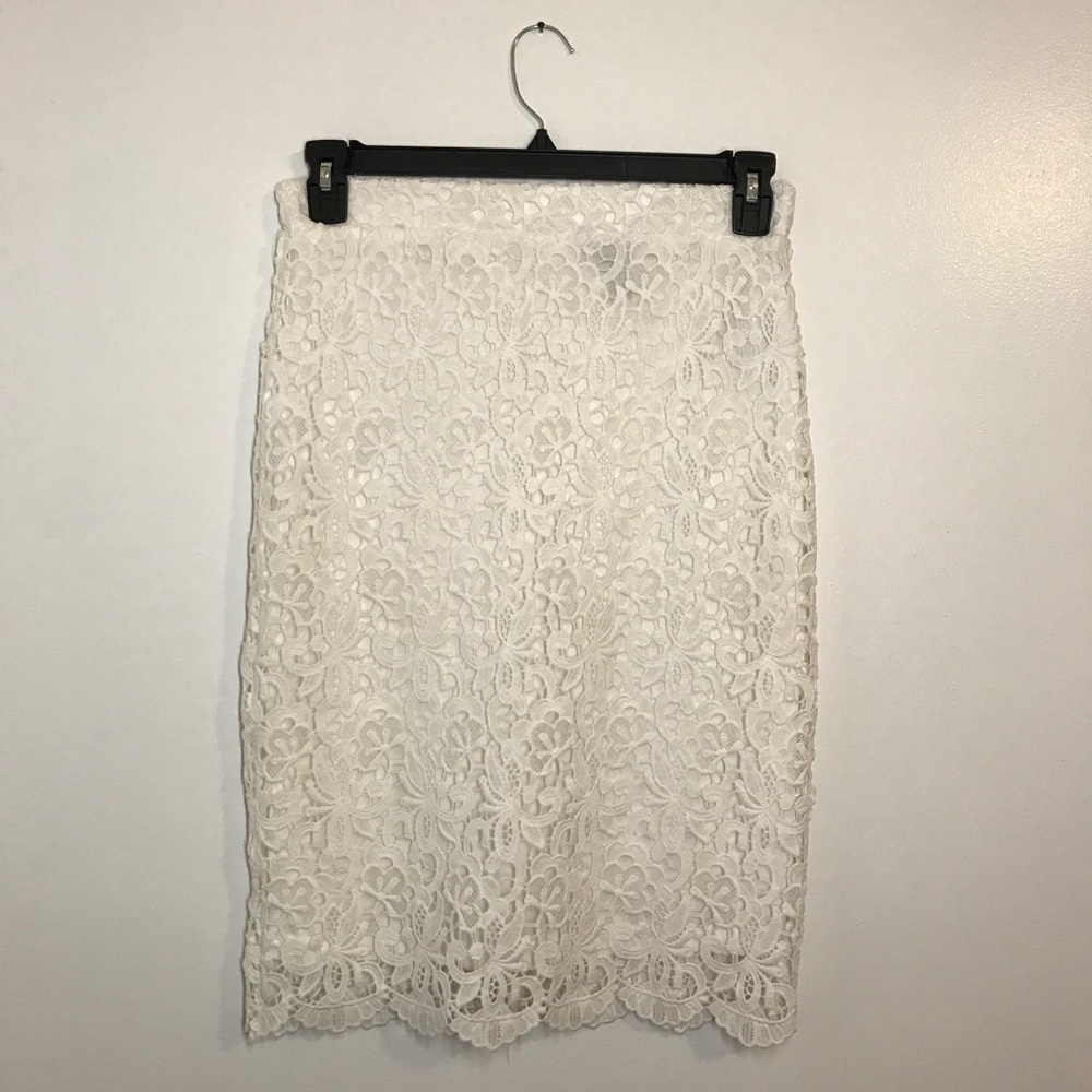 Forever 21 White Lace Pencil Skirt