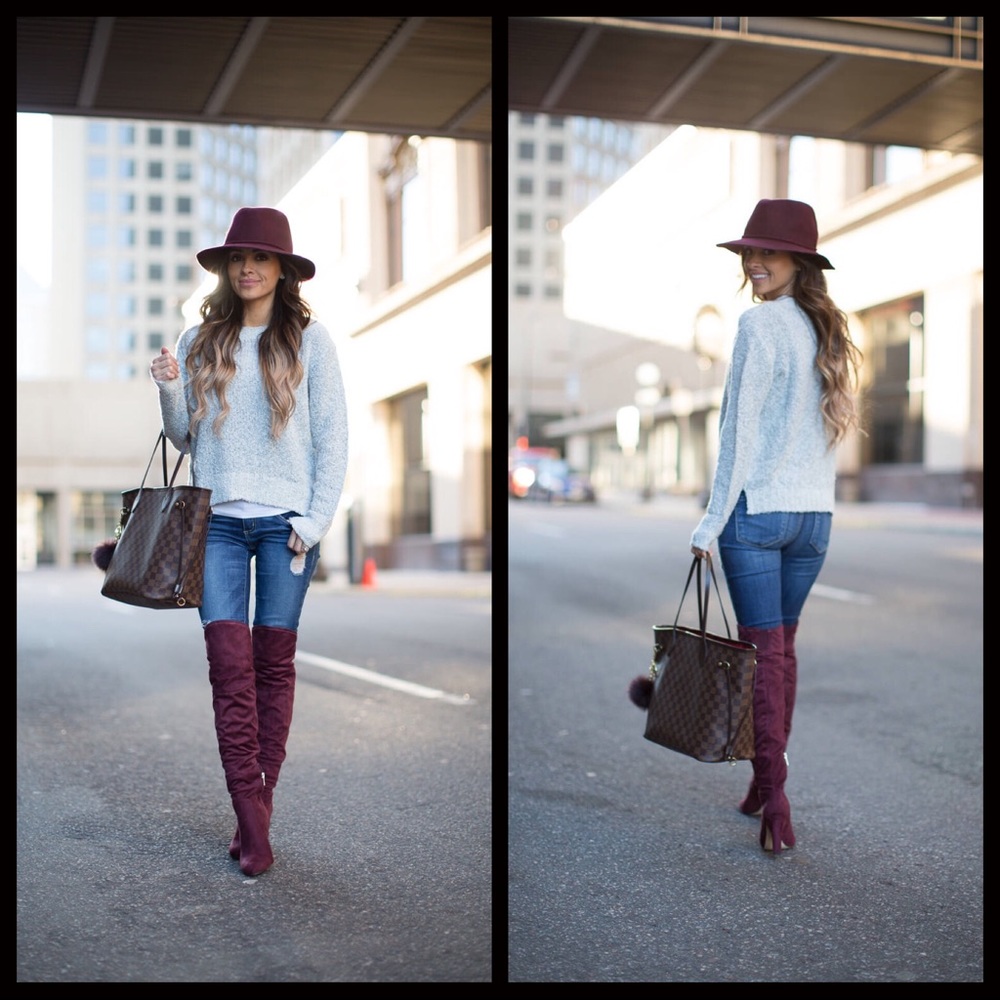 1 LEFT CLEARANCE‼️Burgundy Mid Thigh Boots - Picture 6 of 8