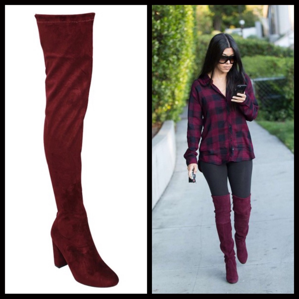 1 LEFT CLEARANCE‼️Burgundy Mid Thigh Boots - Picture 3 of 8