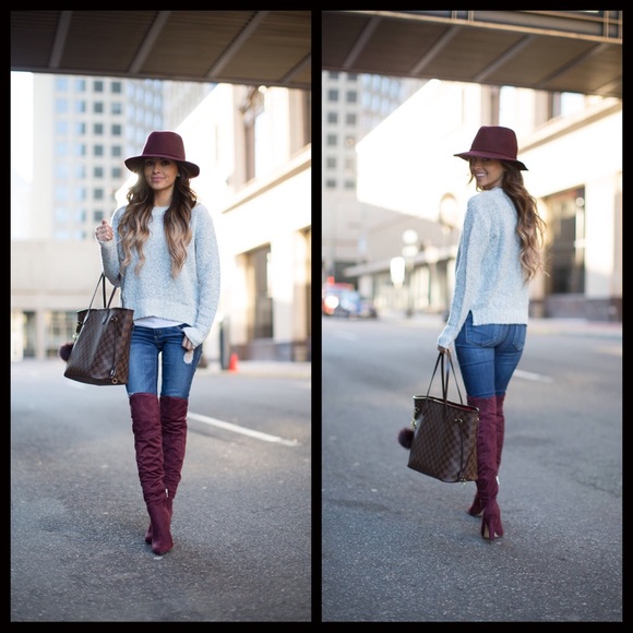 1 LEFT CLEARANCE‼️Burgundy Mid Thigh Boots - Picture 6 of 8