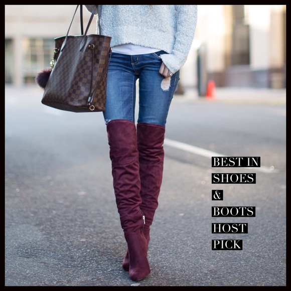 1 LEFT CLEARANCE‼️Burgundy Mid Thigh Boots - Picture 5 of 8