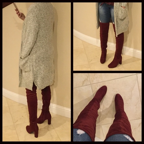 1 LEFT CLEARANCE‼️Burgundy Mid Thigh Boots - Picture 8 of 8