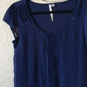 Navy Swiss Dot Blouse
