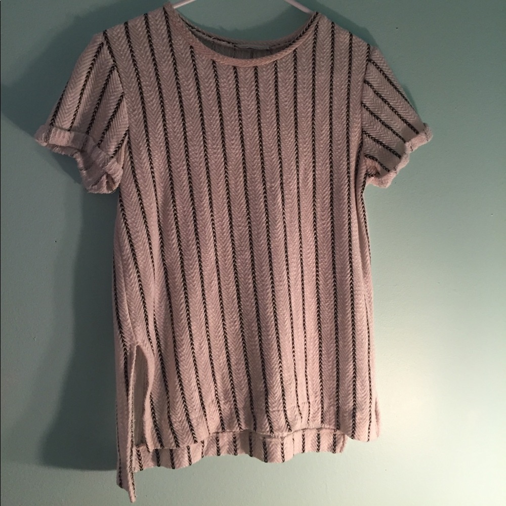 Zara striped top with cuffed sleeves size small
