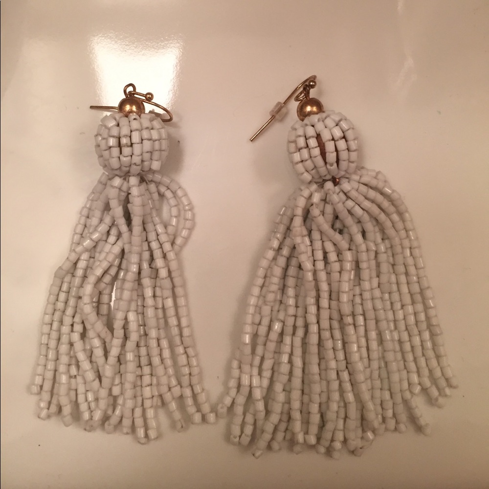 New dangle white bead earrings