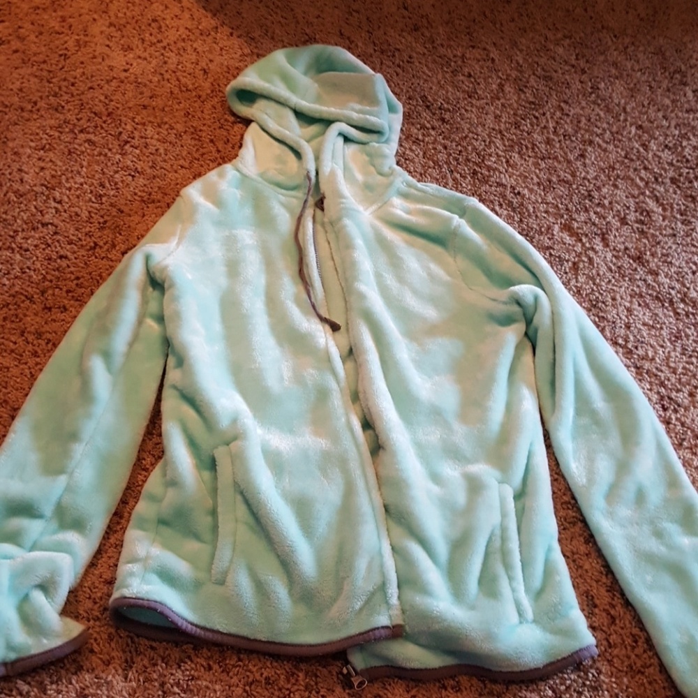 Fleece zip-up hoodie.