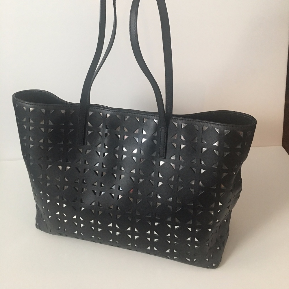 Milly Metallic Laser Cut Leather Tote Bag