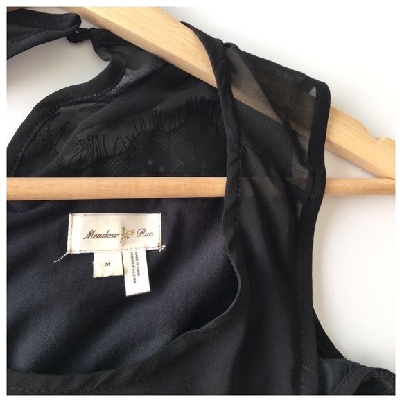 Meadow Rue Black Lace Silver Beaded Peplum Tank - Picture 5 of 8