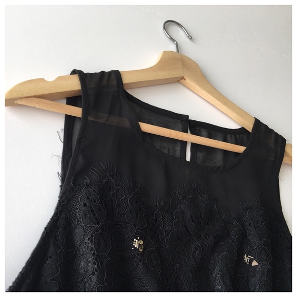 Meadow Rue Black Lace Silver Beaded Peplum Tank - Picture 7 of 8