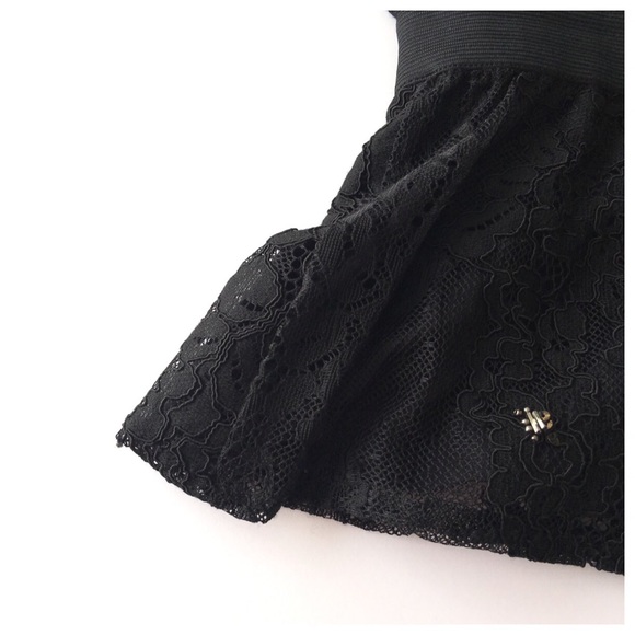 Meadow Rue Black Lace Silver Beaded Peplum Tank - Picture 8 of 8