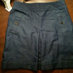 LOFT Stretch Denim Skirt with Inverted Front Pleat