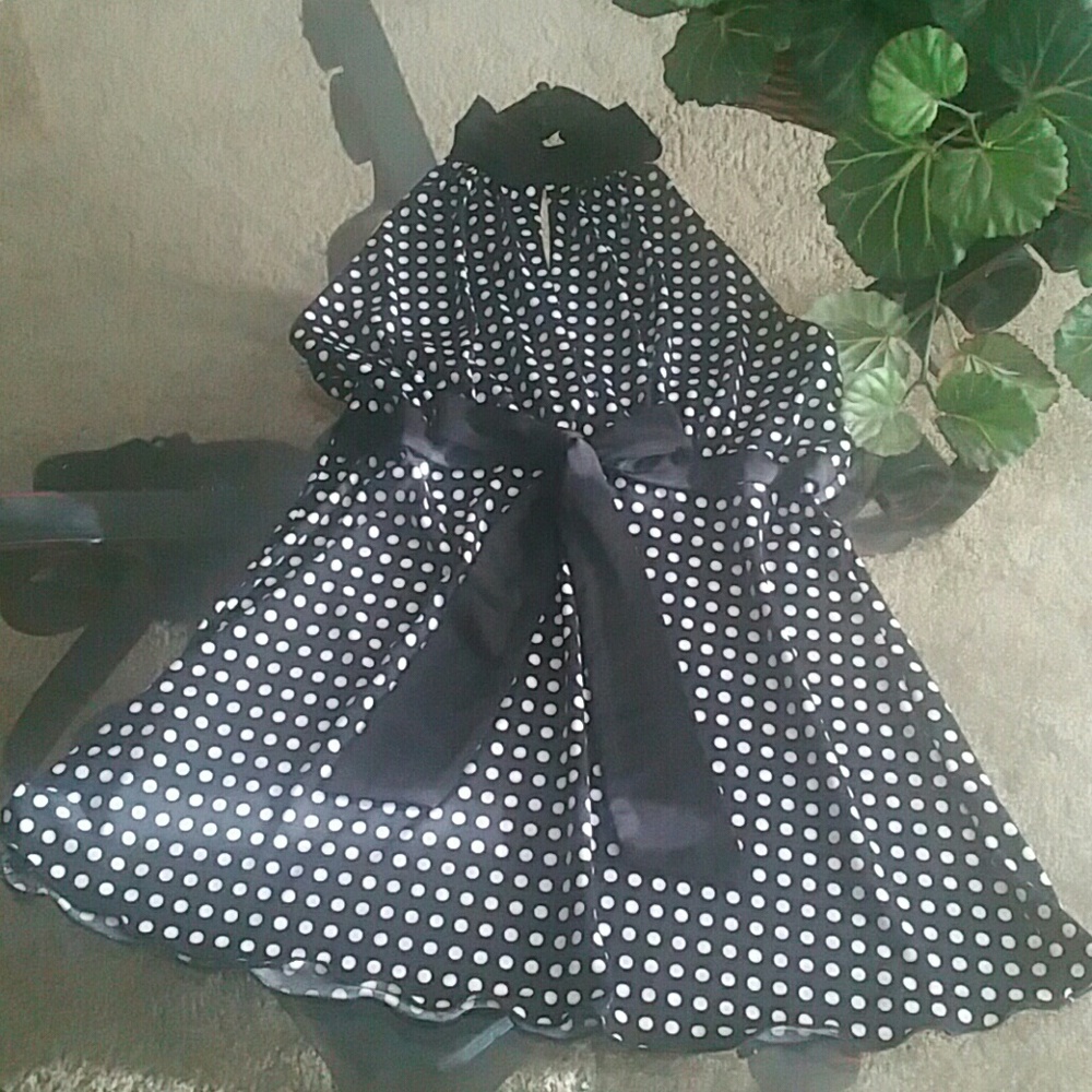 "Black and White Polka Dot Halter"