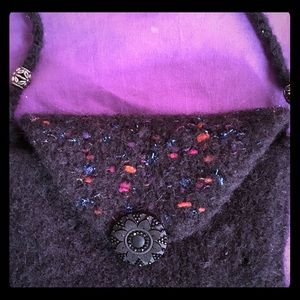 Black Wool & Confetti Cross-Body Shoulder Bag