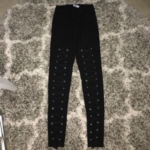 Black Lace Up Pants