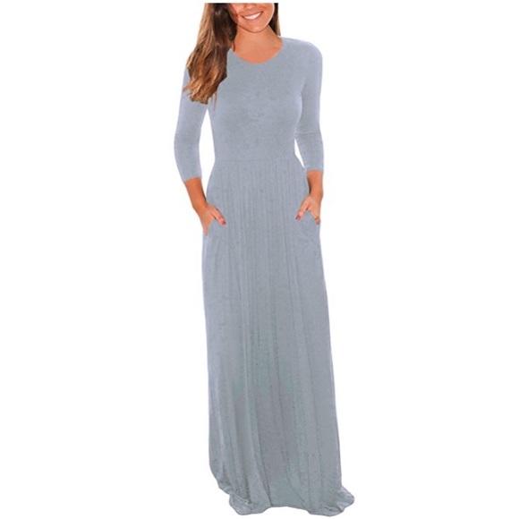 3/4 Sleeve Maxi Dress - Grey - Plus Sizes Too - Picture 1 of 4