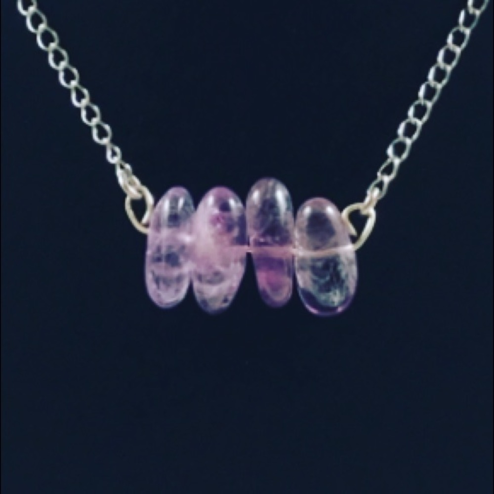 🔴SALE ! Genuine amethyst bar boho choker necklace - Picture 4 of 8