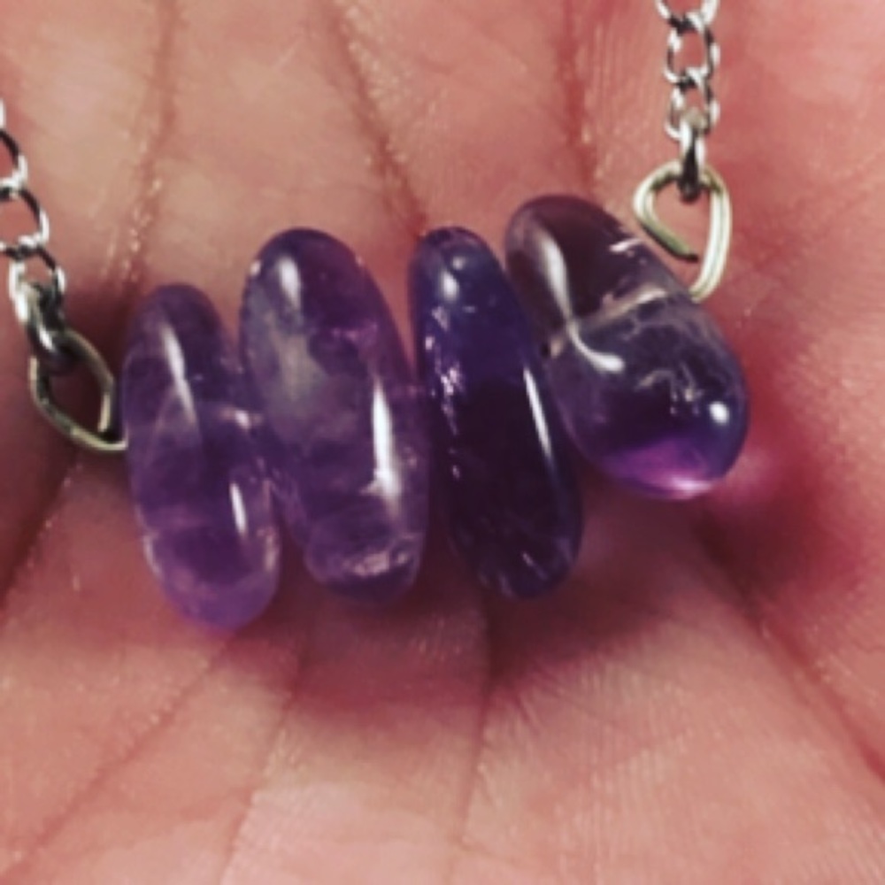 🔴SALE ! Genuine amethyst bar boho choker necklace - Picture 5 of 8