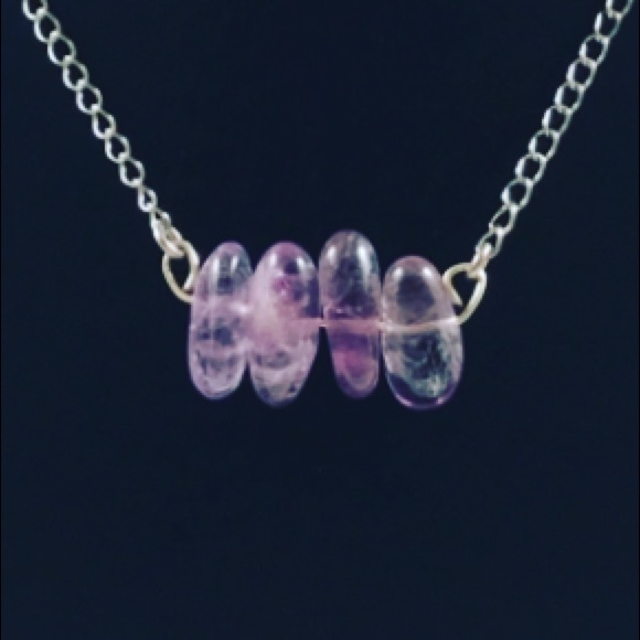π΄SALE ! Genuine amethyst bar boho choker necklace - Picture 4 of 8