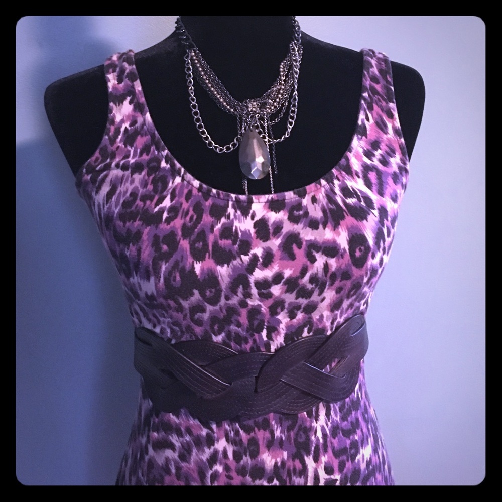 Purple, gray  & pink animal print dress