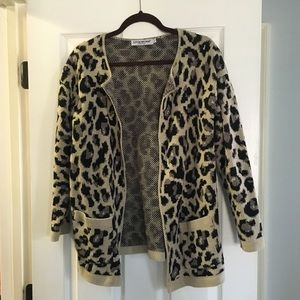 Leopard print open front sweater