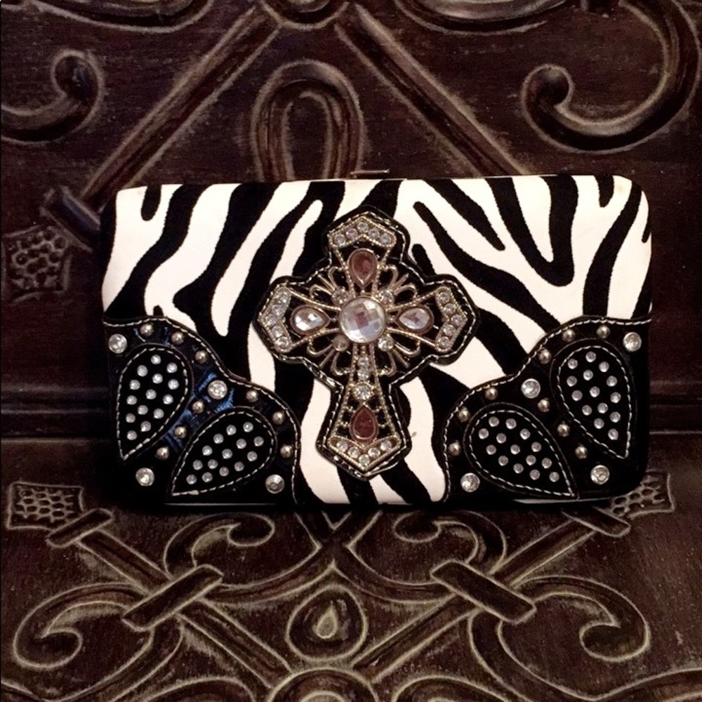 Zebra w/ a cross Wallet w/ check book cover