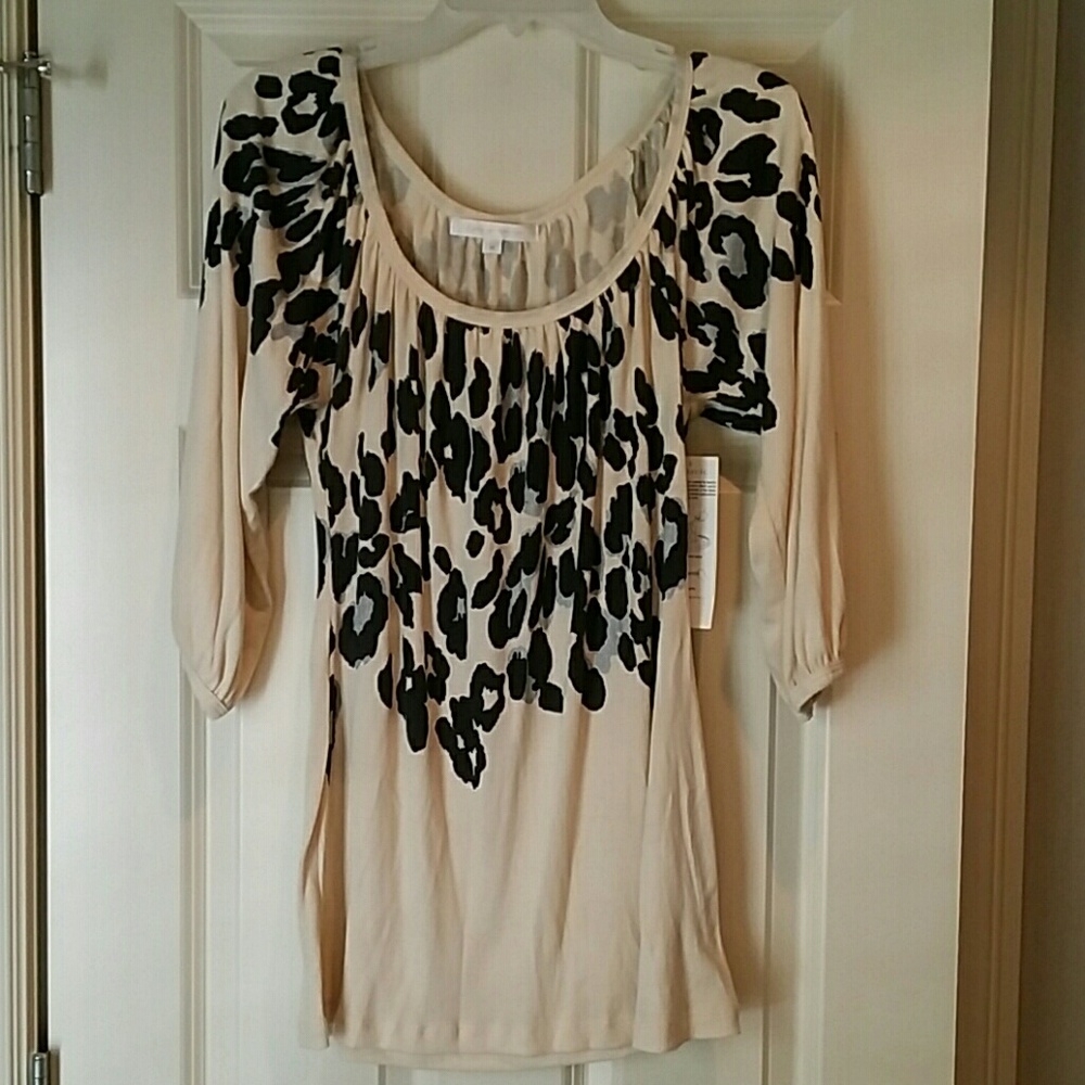 Karen Kane animal print knit peasant top