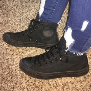All Black Chuck Taylors Converse 7.5M/9.5W
