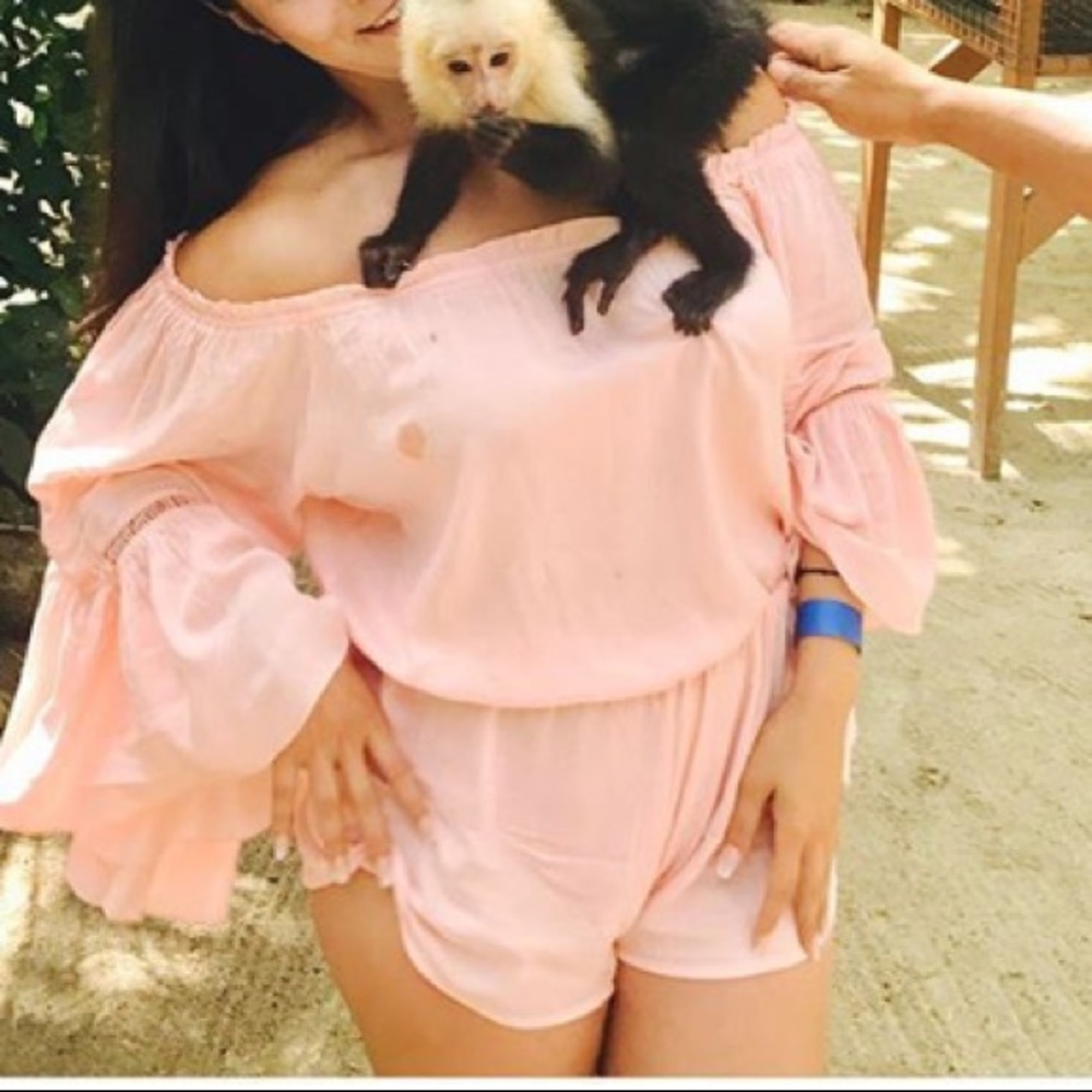 Flared baby pink Romper