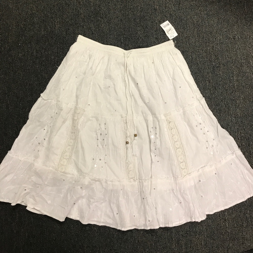 Ivory white a line flowy skirt with sequins sparkle