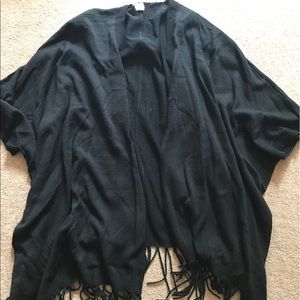 Simple black fringe cardigan sweater