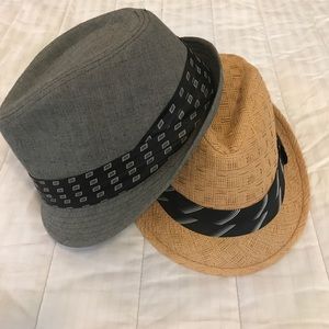 2 fedoras. One straw, one cotton.
