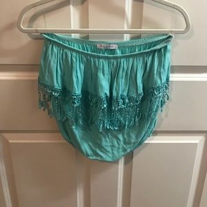Turquoise fringe tube top