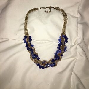 Blue and gold statement necklace