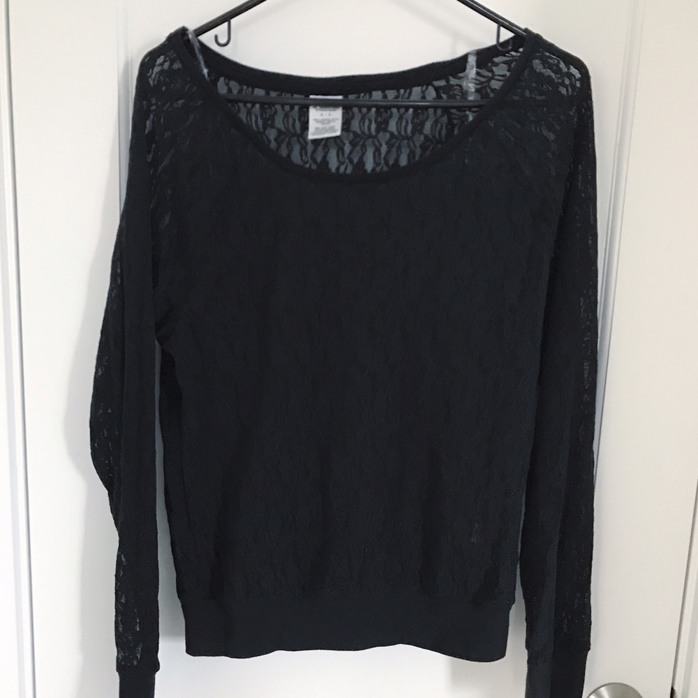 Victoria's Secret Black Lace Sweatshirt