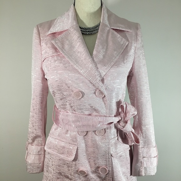 ALDO Metallic Pink Mid-Length Belt Tie Trench Coat - Picture 3 of 8