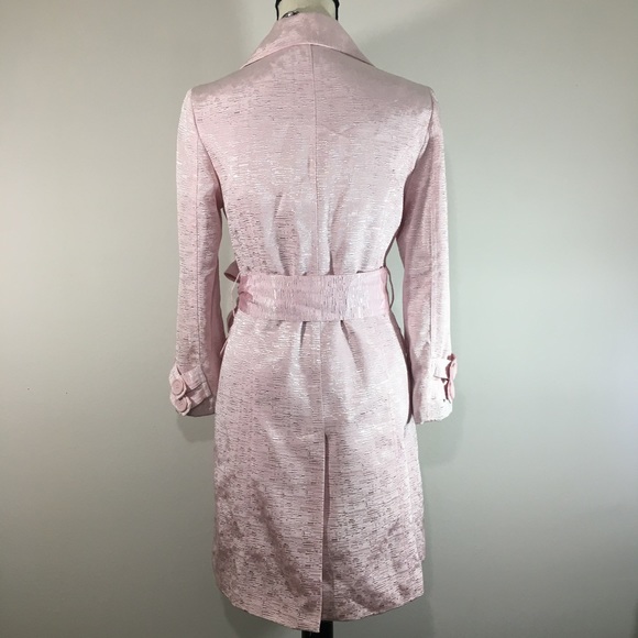 ALDO Metallic Pink Mid-Length Belt Tie Trench Coat - Picture 5 of 8