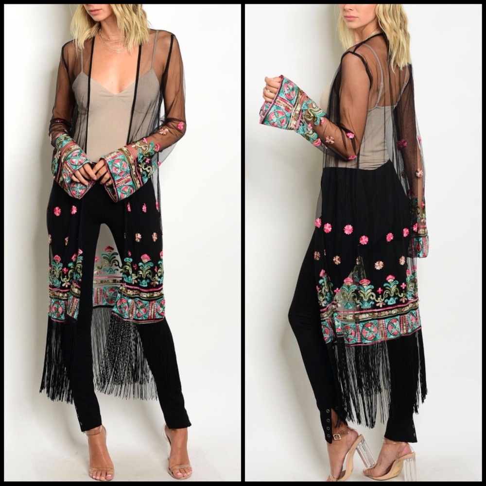 SOLD ON POSHMARK  Black Sheer Floral Kimono - Picture 8 of 8