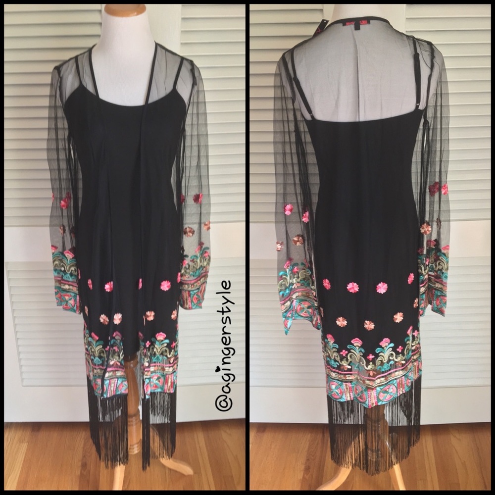 SOLD ON POSHMARK  Black Sheer Floral Kimono - Picture 3 of 8