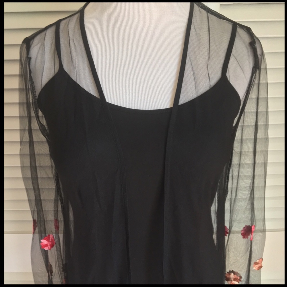 SOLD ON POSHMARK  Black Sheer Floral Kimono - Picture 4 of 8