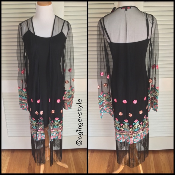 SOLD ON POSHMARK  Black Sheer Floral Kimono - Picture 3 of 8