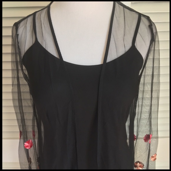 SOLD ON POSHMARK  Black Sheer Floral Kimono - Picture 4 of 8