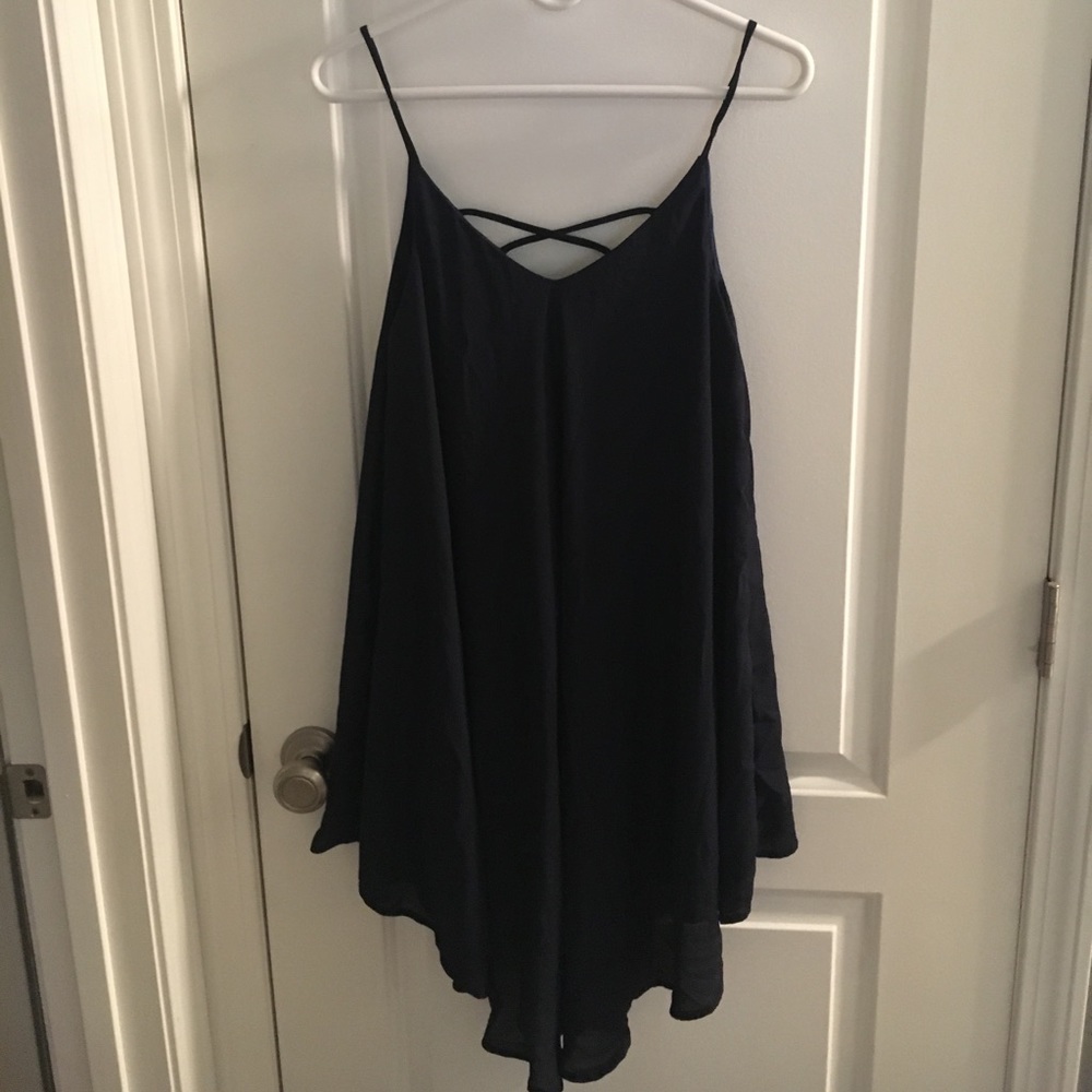 Flowy navy blue shift dress