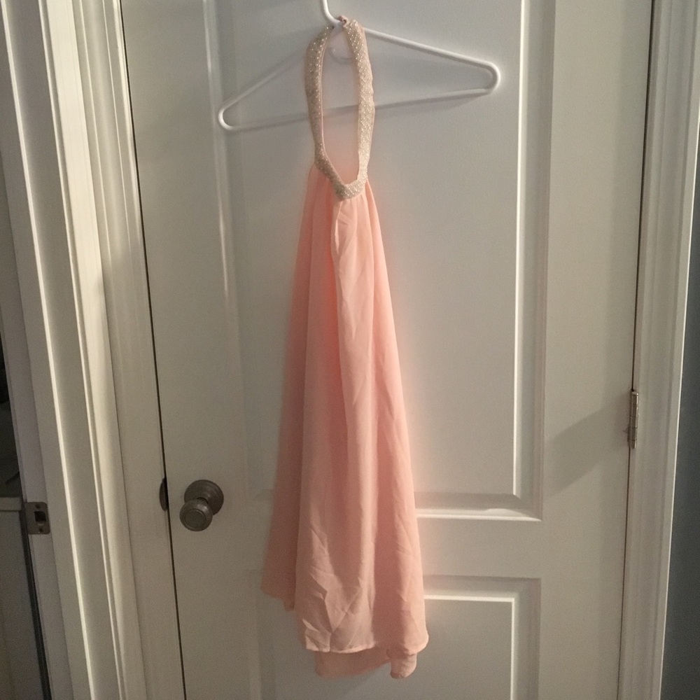 Light pink halter neck shift dress