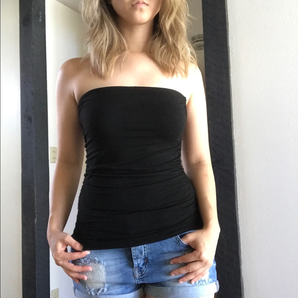 Fighting Eel - Rouched Tube Top - BLK - Size S