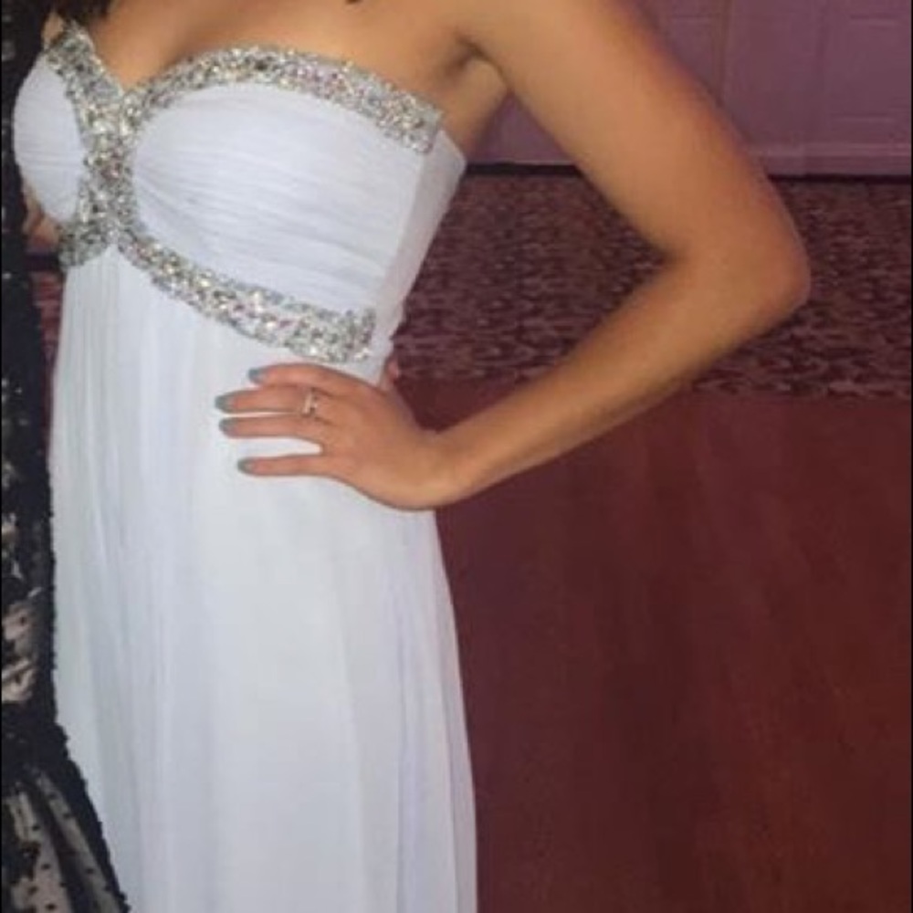 Long Baby Blue Strapless Dress
