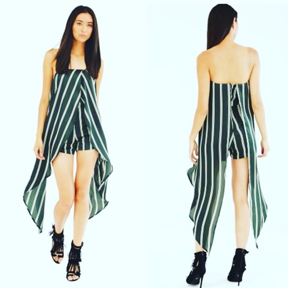 Emerald strapless romper