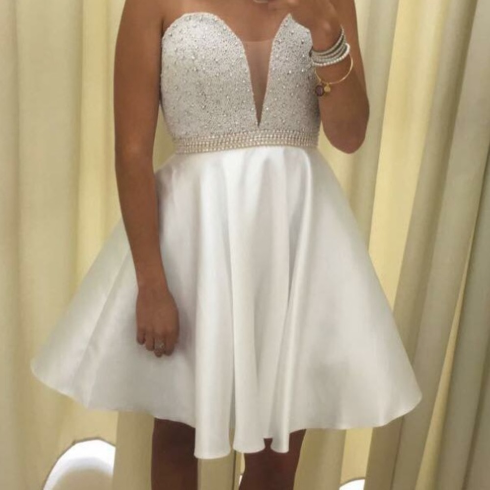 White Short Strapless Homecoming Dress