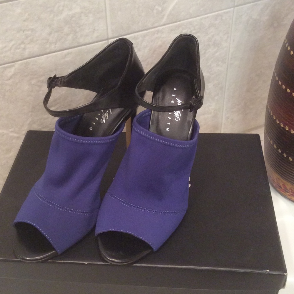 Blue and black dressy sandals