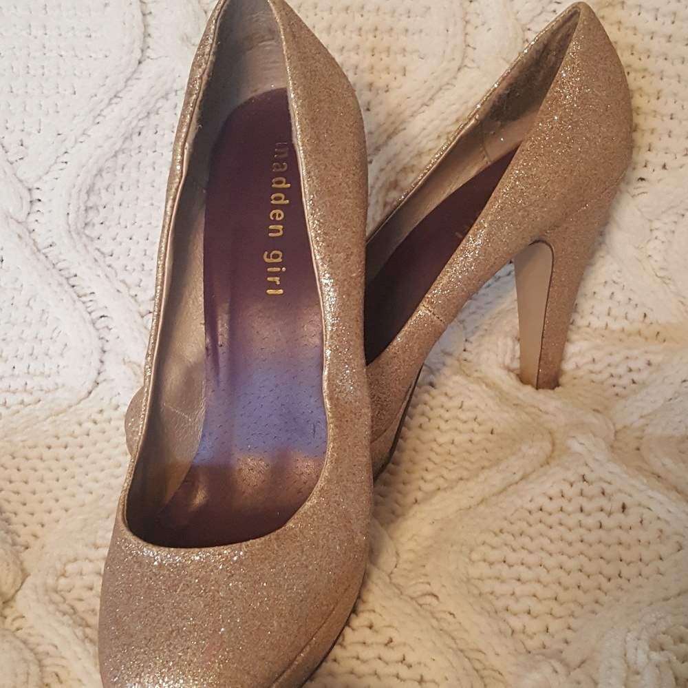 Madden Girl Rose Gold Shimmery Heels