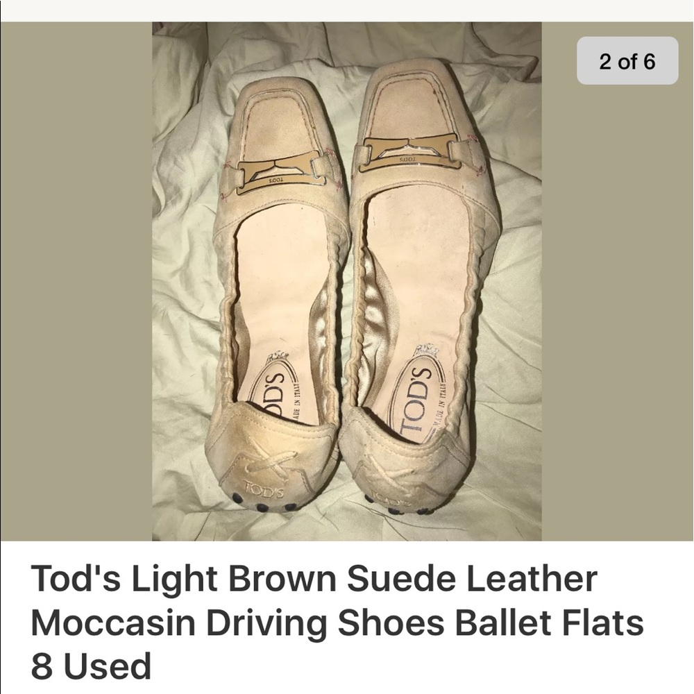 TOD'S Tan Suede Driving Moccasin Ballet Flats 8